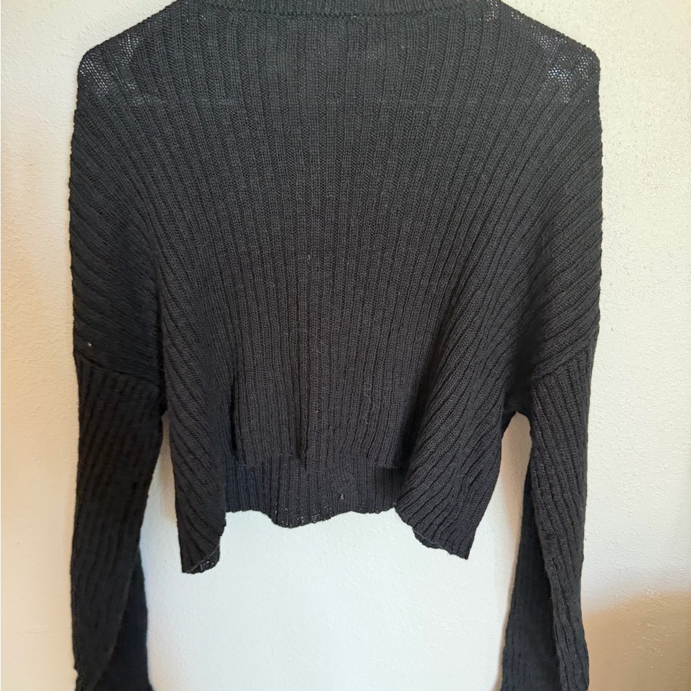 Black Ribbed Button-Up Sweater Double Zero NeW wi… - image 2